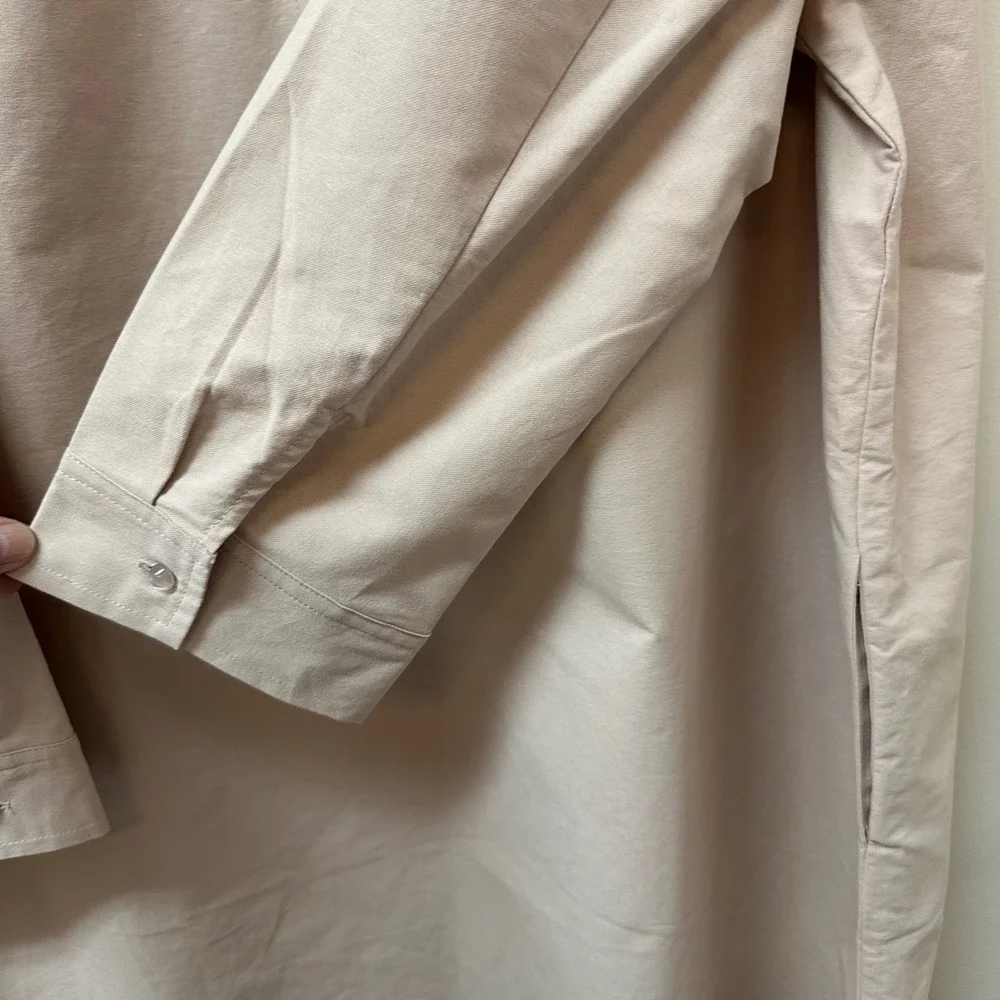 Pomander Place Polly Beige 100% Cotton 3/4 Sleeve Shirt Dress XXL Y187157